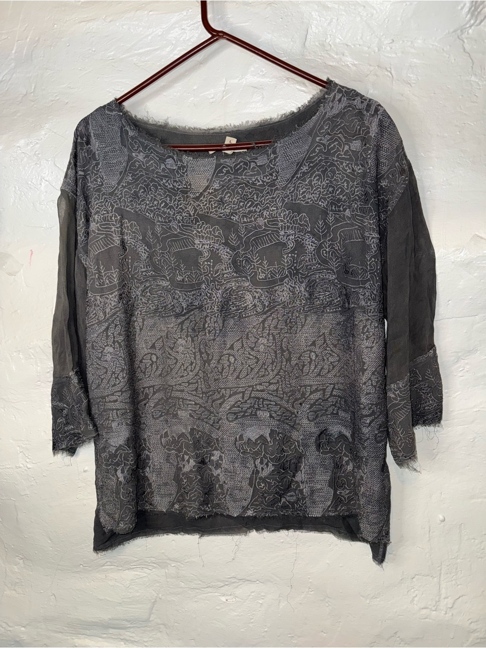 Burning Torch Gray Patterned Casual Blouse